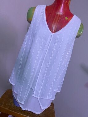 AB Studio White Layered V-Neck Chiffon Camisole